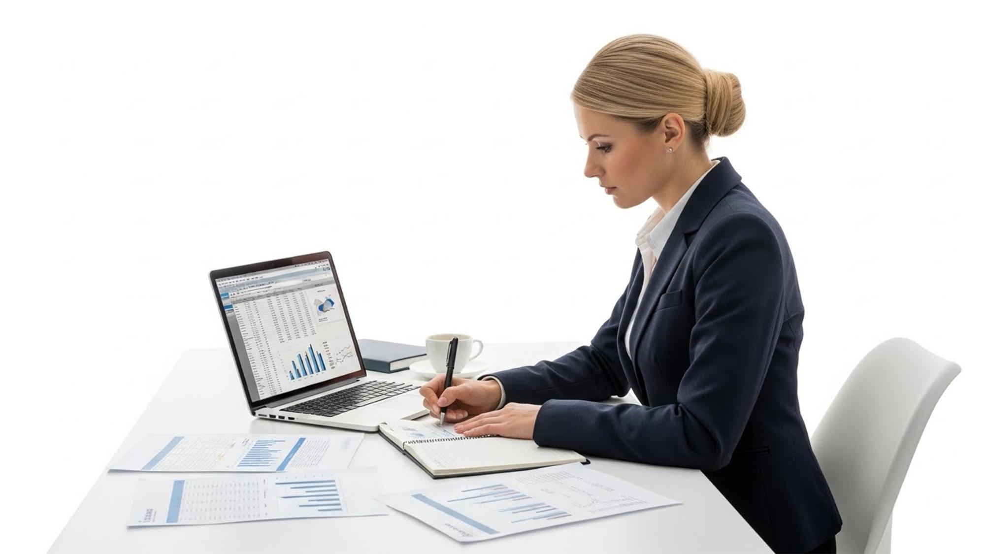 Instructor reviewing budget spreadsheet with trainee